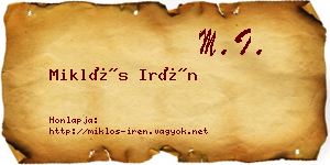 Miklós Irén névjegykártya